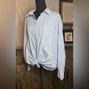 Calvin Klein Light Blue Pinstripe Women's Button-Down Shirt